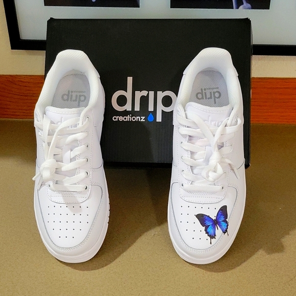 Dripz Creationz Shoes - NEW IOB Authentic Drip Creationz Custom Vegan Leather Heat Pressed Butterfly